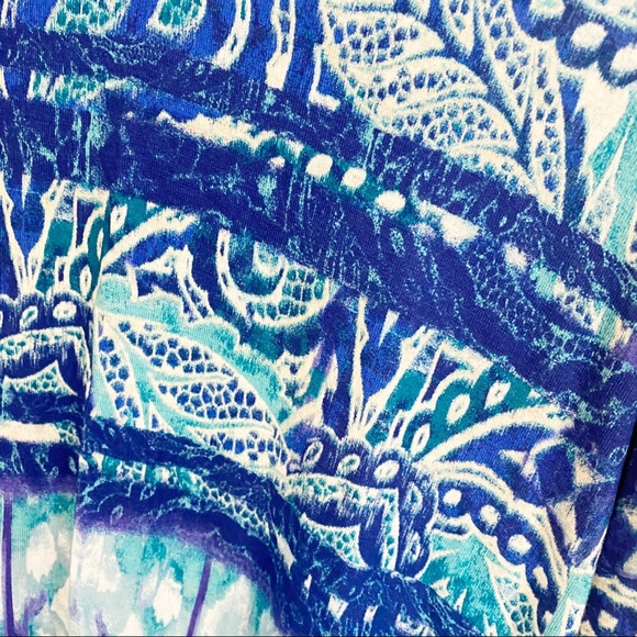 💋3/$20💋Chico’s Teal Blue Purple Paisley Artsy Blouse - Picture 3 of 6
